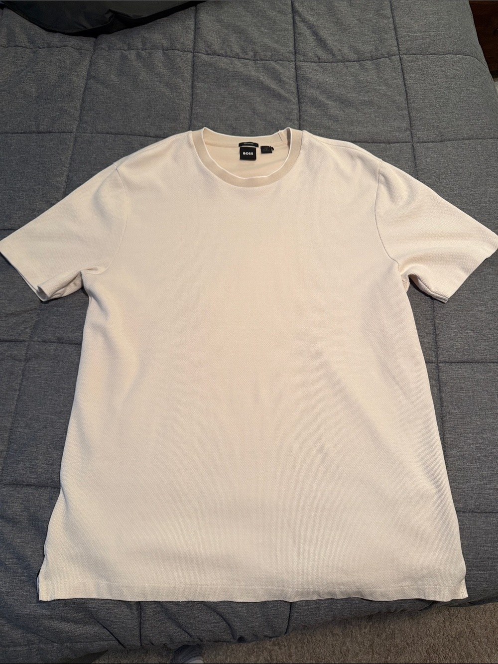 Hugo Boss Men's Cream Short Sleeve Crew Neck Tee